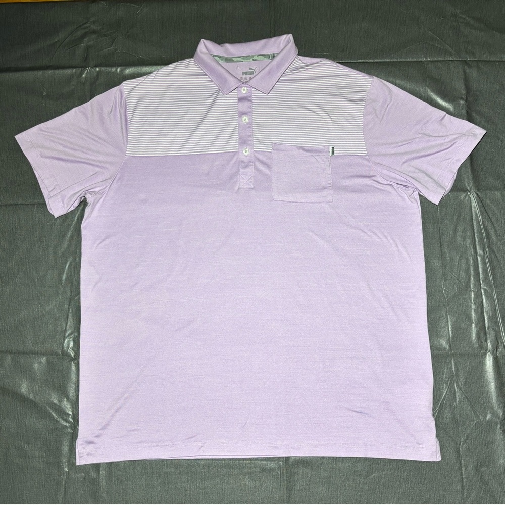 PUMA  Golf 2020 Cloudspun Purple Polo Shirt, Short Sleeve, Men’s Size XXL